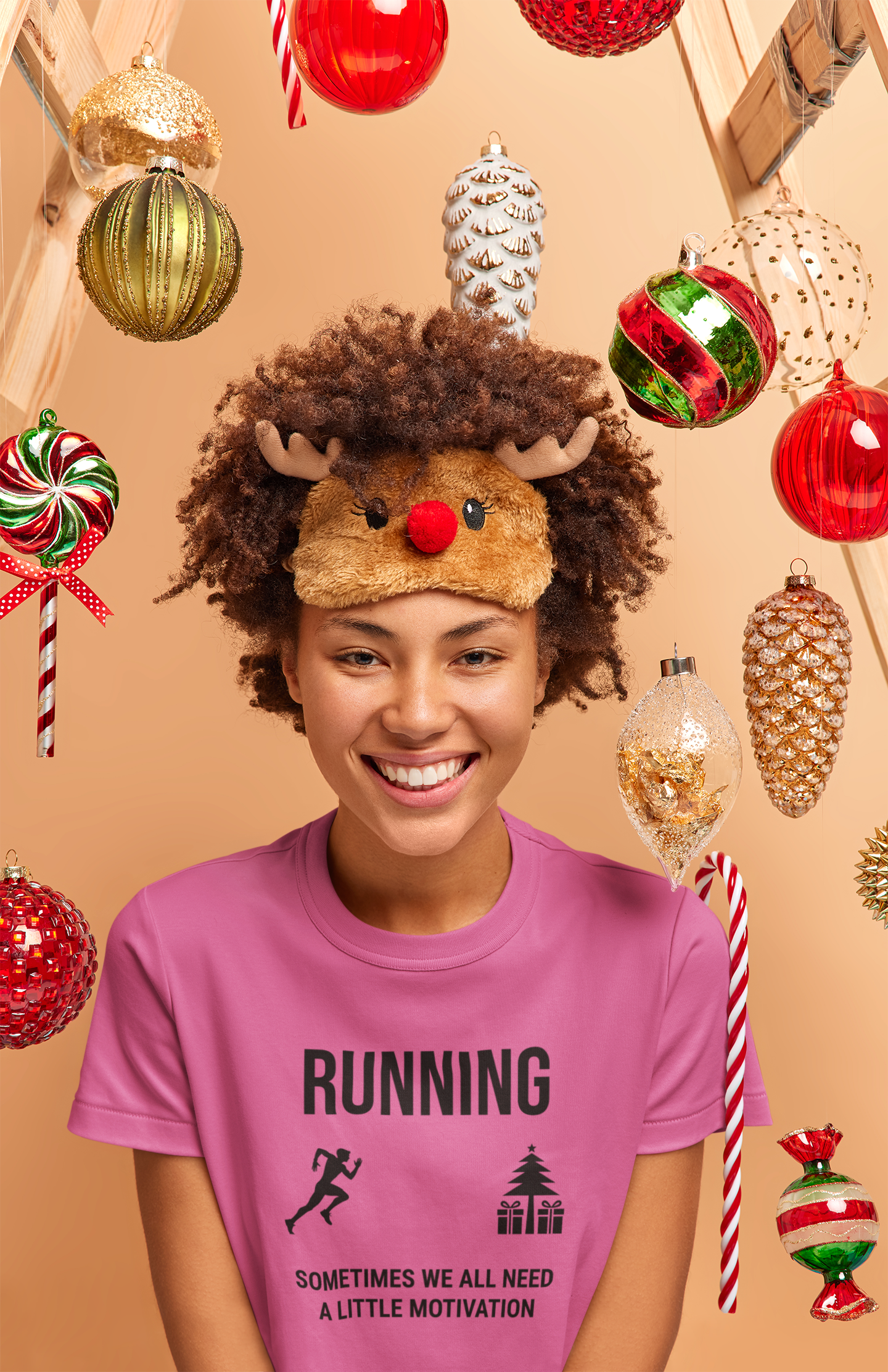 Running Sometimes we all need a little motivation (Christmas tree) - 100% Cotton Tee