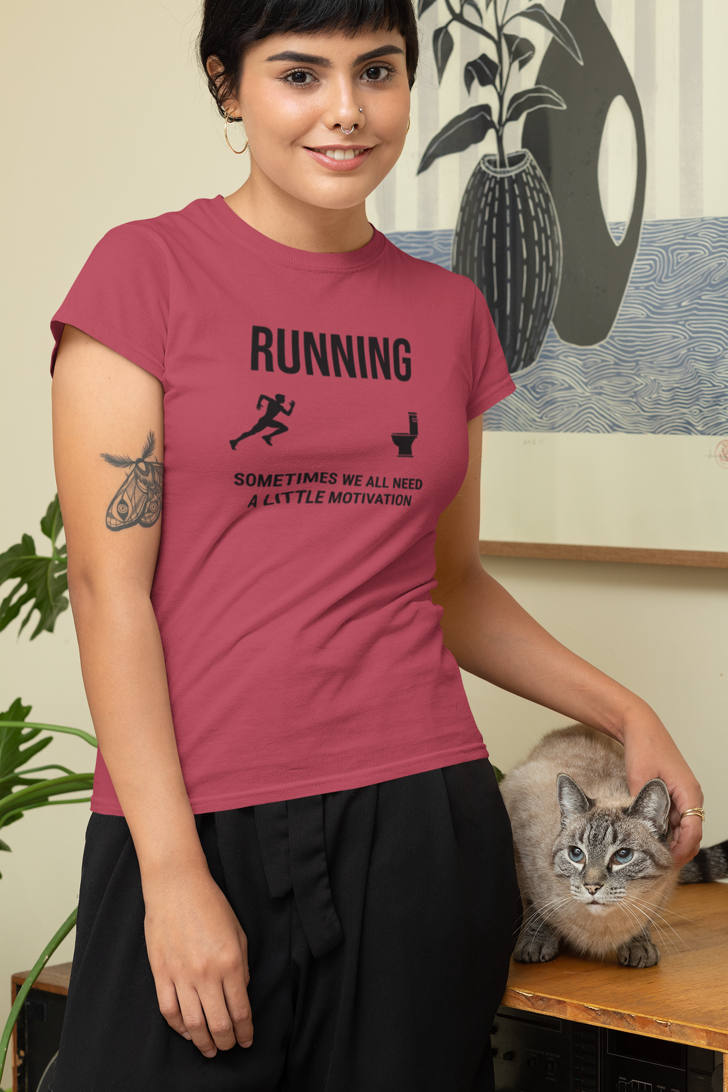 Running Sometimes we all need a little motivation (Nature calls) - 100% Cotton Tee